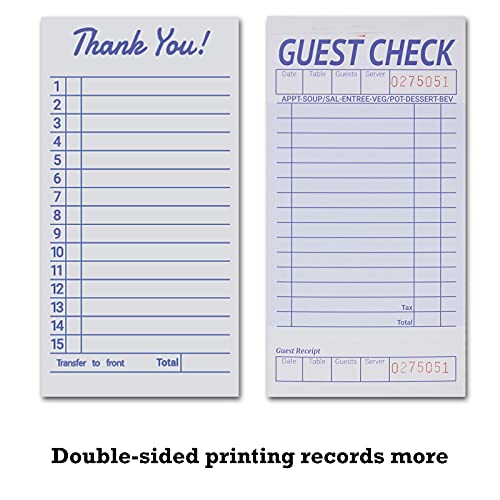 suituts 24 Pack Guest Check Book Board/Pads, Server Note Pads and Waitress Order Pads, Waitress Book for Restaurant, 1 Part Booked with 15 Lines, 50 Checks Per Book, with 6 Clips - Image 4