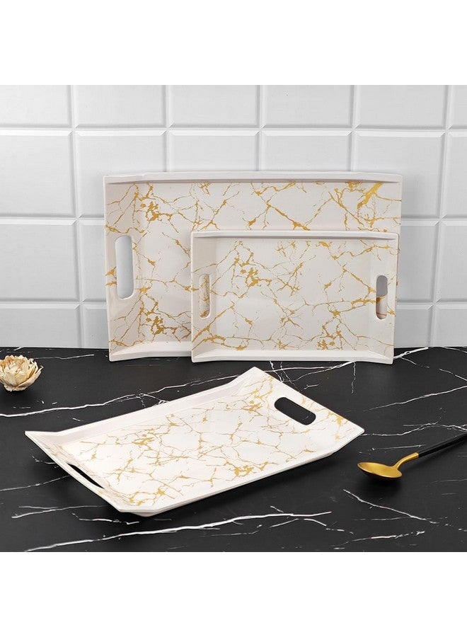 UPC PREMIUM HOUSEWARE U.P.C Serving Tray Set- Handcrafted & Hand-Painted for Kitchen/Table & Home Decor/Dinning/Gifts/Restaurants/Living Room/Coffee Table (Set of 3 Trays) (VIL062) - Image 1
