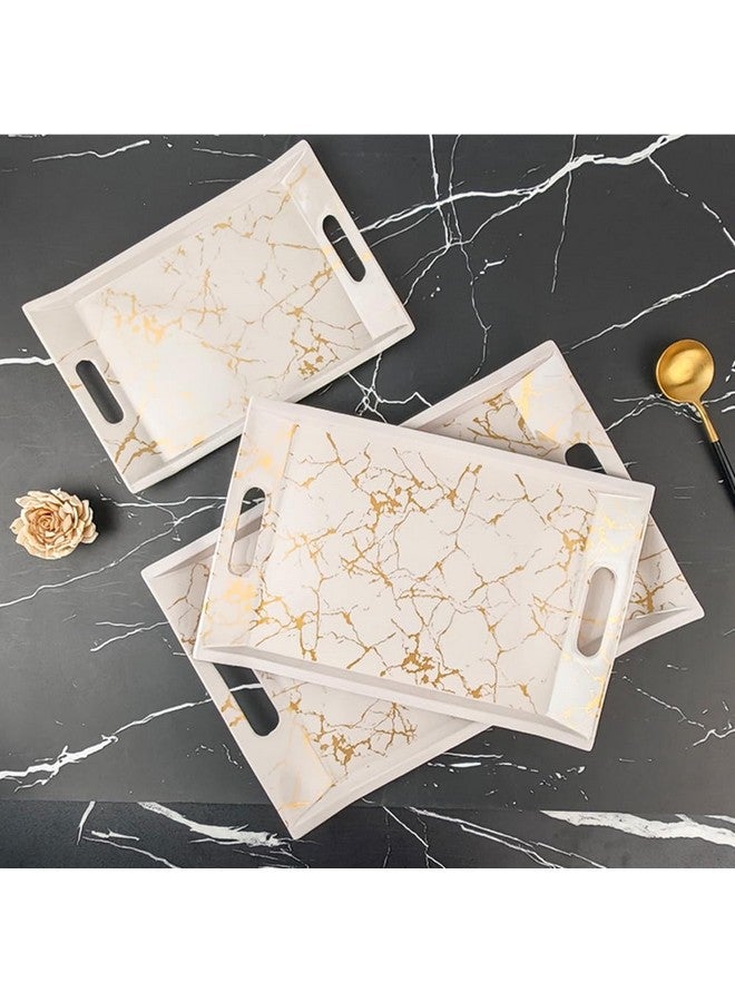UPC PREMIUM HOUSEWARE U.P.C Serving Tray Set- Handcrafted & Hand-Painted for Kitchen/Table & Home Decor/Dinning/Gifts/Restaurants/Living Room/Coffee Table (Set of 3 Trays) (VIL062) - Image 2