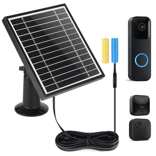 UYODM Solar Panel Charger Compatible with Blink Video Doorbell/Blink Outdoor 4(4th) / XT3 / XT2 / XT Cam,Power Your Doorbell or Outdoor Cam Continuously with 11.8 Ft Cable,AL Alloy Frame Durable - Image 1