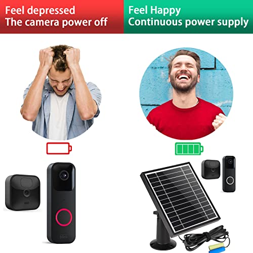UYODM Solar Panel Charger Compatible with Blink Video Doorbell/Blink Outdoor 4(4th) / XT3 / XT2 / XT Cam,Power Your Doorbell or Outdoor Cam Continuously with 11.8 Ft Cable,AL Alloy Frame Durable - Image 3