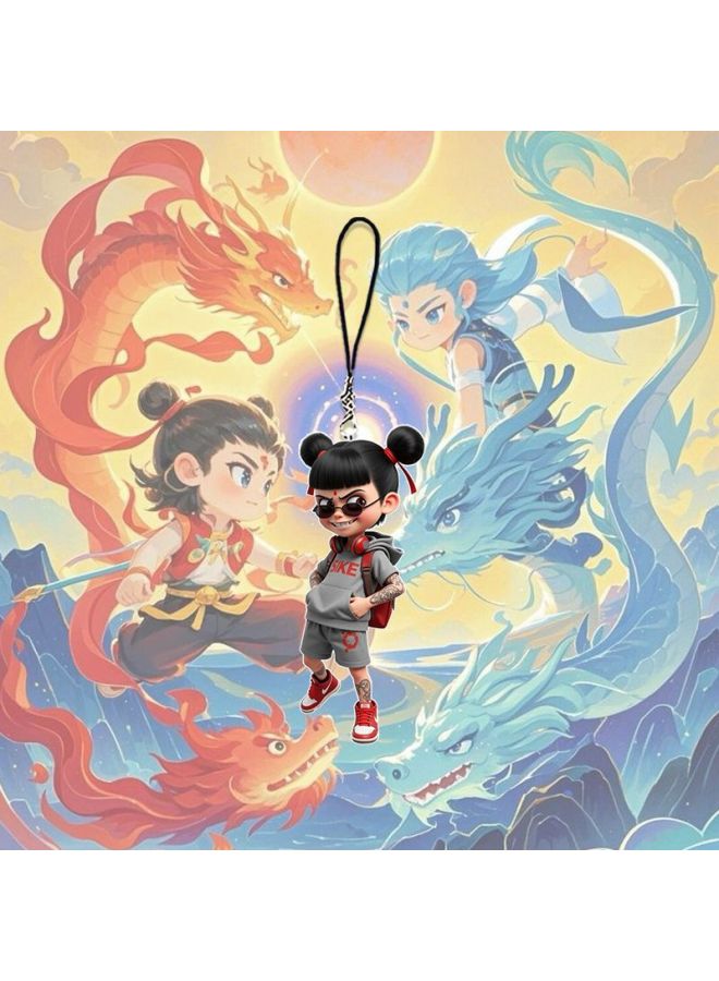 Nezha Devil Boy Naohai Peripheral Edition Mobile Phone Chain Lotus Root Cake Ao C Cake Slag Cute Student Schoolbag Small Pendant-Specifications Support Image Upload:Nezha Backpack Model  - Image 1