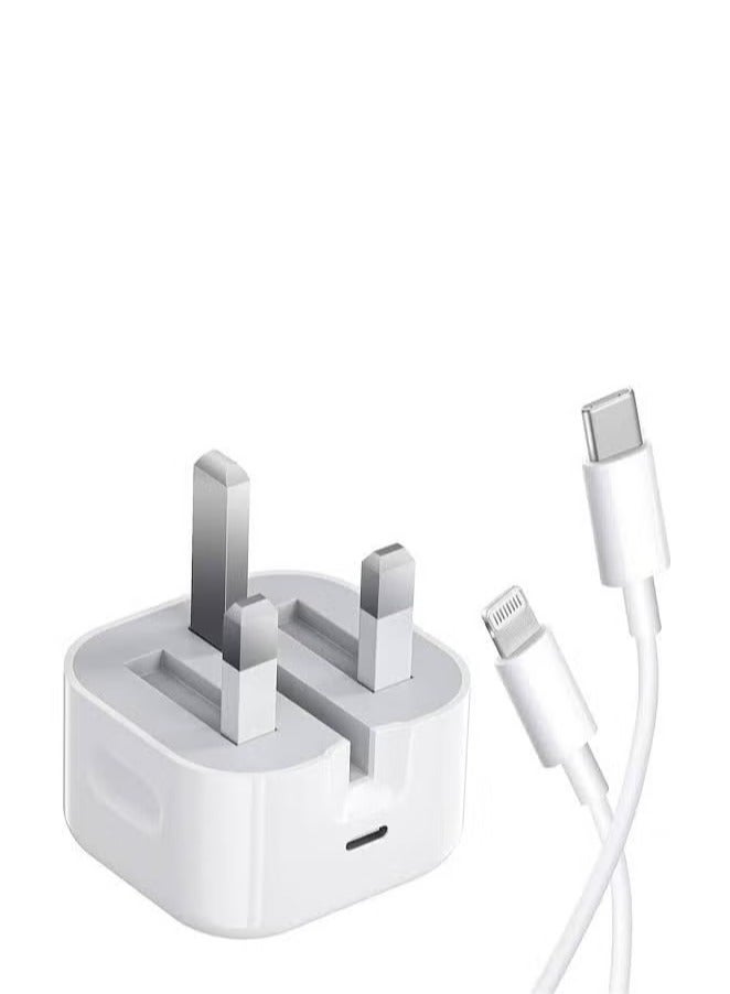 Hawk 20W Fast iPhone Charger | Fast USB C Wall Charger with 1m USB C to Lightning Cable Compatible with iPhone 14/14 Pro/14 Pro Max/13/12/SE2020/11/XR/XS Max/X/iPad - Image 3