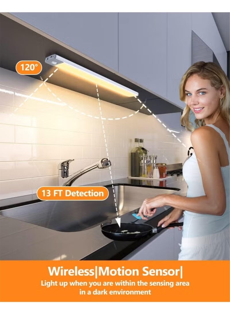 30cm Rechargeable Magnetic LED Under Cabinet Light for Kitchen, LED Wireless Wardrobe Light 3 Colors and Stepless Dimming-White - Image 3