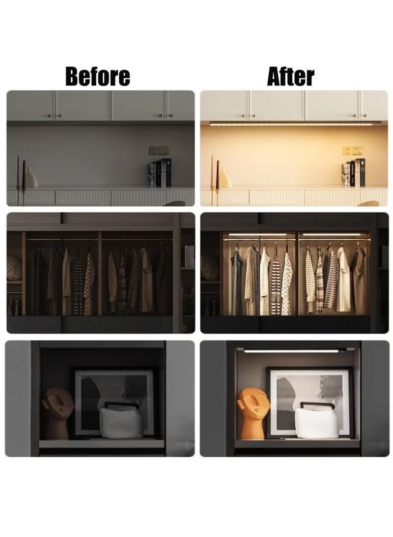30cm Rechargeable Magnetic LED Under Cabinet Light for Kitchen, LED Wireless Wardrobe Light 3 Colors and Stepless Dimming-White - Image 4