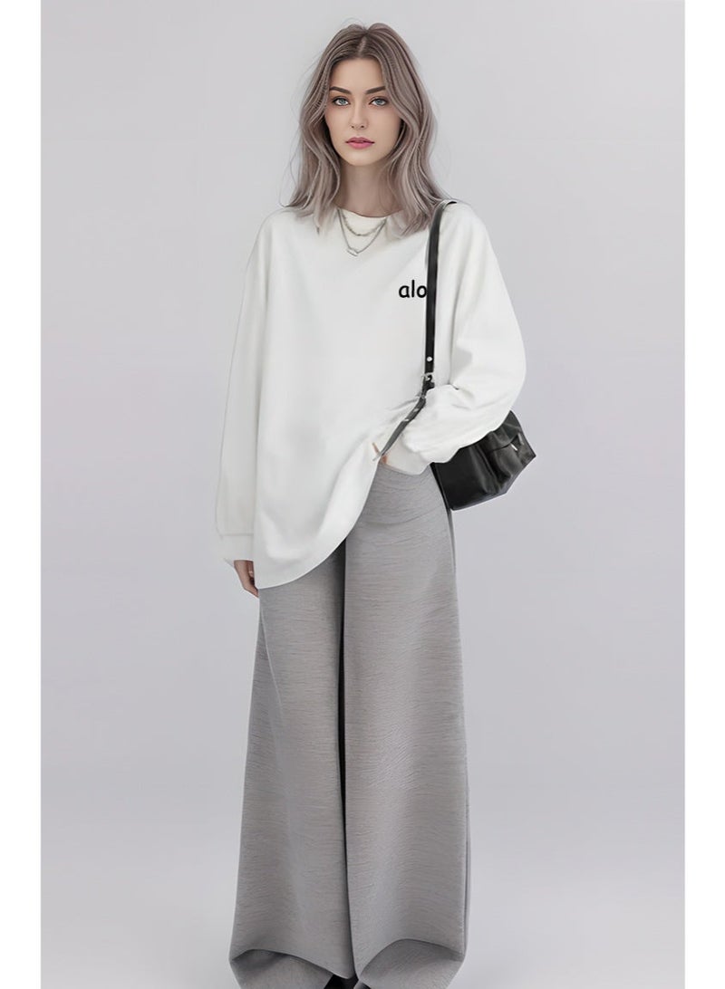 Alo Yoga loose casual long sleeved round neck T-shirt - a couple's shirt suitable for both men and women, 100% pure cotton 250G black sports shirt with logo, casual and fashionable Chinese street wear - Image 4