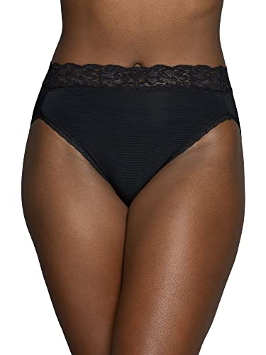 Vanity Fair Womens Flattering Lace Panties: Lightweight & Silky With Superior Stretch Briefs, Black, 7 US - Image 1