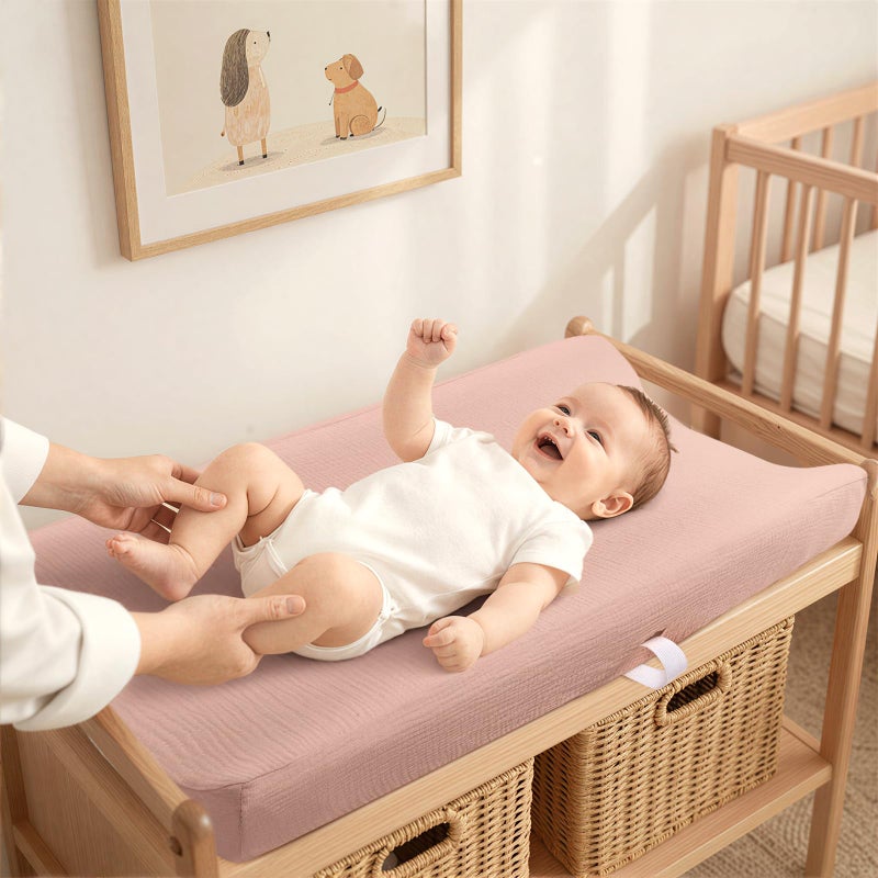 Lulu moon lulumoon Muslin Changing Pad Cover: Baby Diaper Changing Table Pad Cover - Changing Pad Sheets for Girls Boys - Image 3