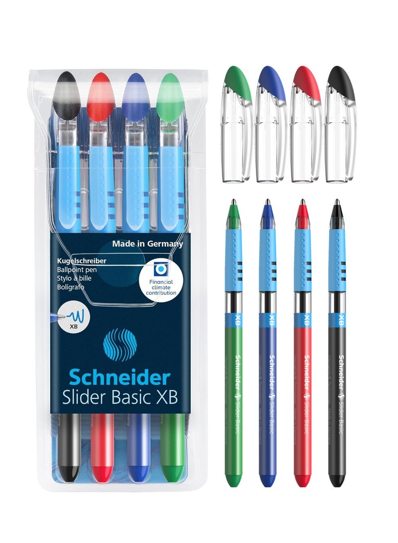 Schneider قلم حبر جاف أساسي XB بقطر عريض 4 قطع بألوان متعددة - Image 1