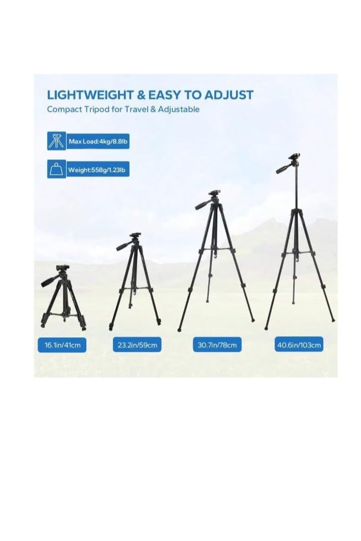 NeePho NP-3170 Tripod Professional Outdoor Live Selfie Camera Phone Floor Stand Tripod - 105cm Height - Stable Flip Lock Aluminium Alloy Legs - For  Mobile / Camcorder / DSLR / Action cam | Black  - Image 3