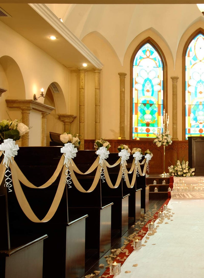 SOLARAE قوس سحب، 30 قطعة شريط قوس هدايا، شريط قوس أبيض، قوس هدايا أبيض، شريط سحب للقوس لتغليف الهدايا، باقة، سلة هدايا، عيد ميلاد، زفاف، ديكور هدايا عيد الحب - Image 4