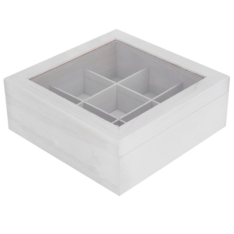 Wooden Storage Box 9 Grids Essential Oil Handwork Creativity Transparent Packaging SuppliesWhite - Image 2