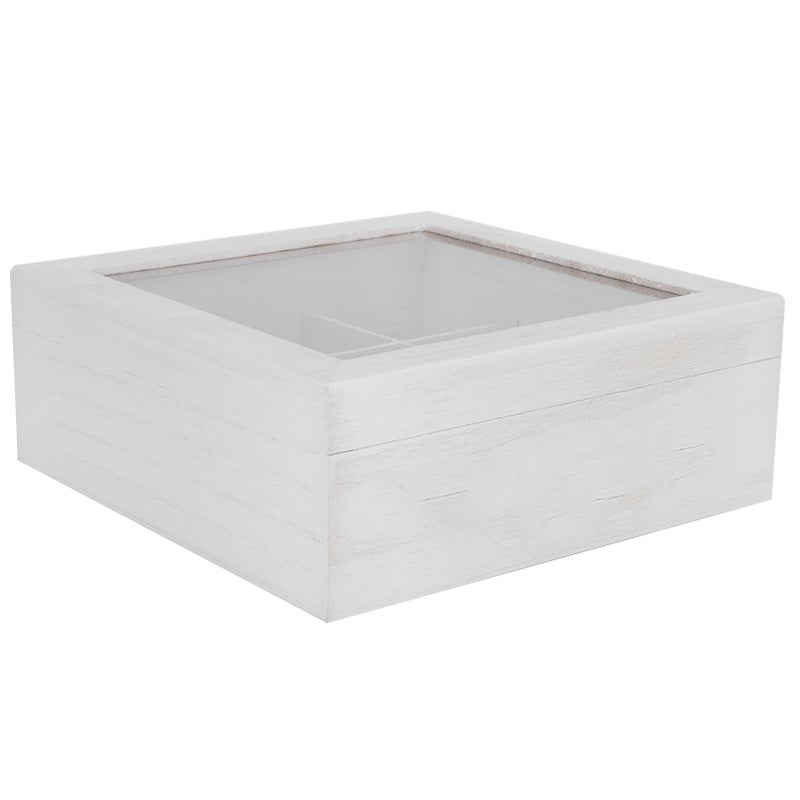 Wooden Storage Box 9 Grids Essential Oil Handwork Creativity Transparent Packaging SuppliesWhite - Image 3