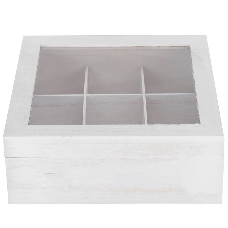 Wooden Storage Box 9 Grids Essential Oil Handwork Creativity Transparent Packaging SuppliesWhite - Image 1