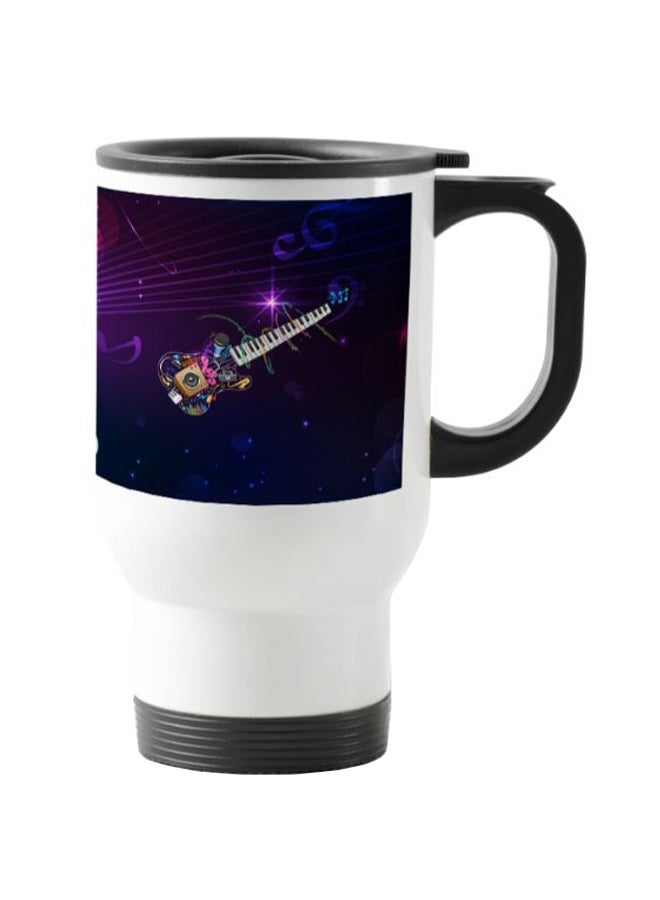 RYN Guitar And Piano Key Printed Travel Mug Multicolour 13centimeter 