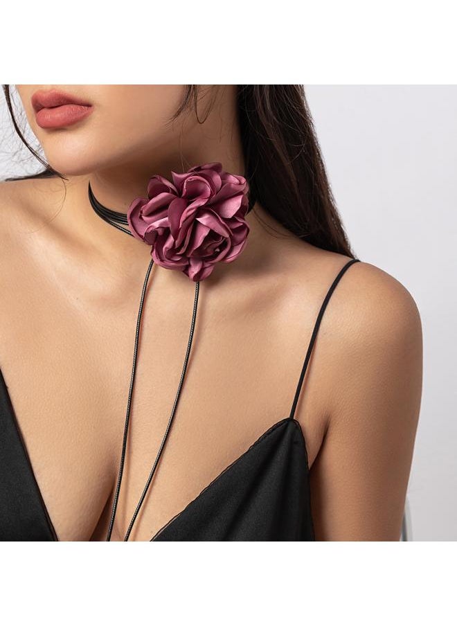 NIBEMINENT European And American Jewelry Fashion Retro French Style Big Flower Chocker Necklace Tassel Neck Chain For Women 