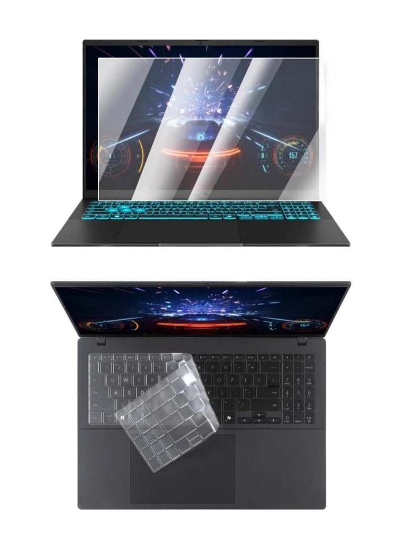 غطاء لوحة مفاتيح شفاف عالي الوضوح متوافق مع ASUS V16 (V3607V) 16 إنش 2025، من مادة السيليكون TPU، مع زجاج مقسى عالي الدقة - Image 1
