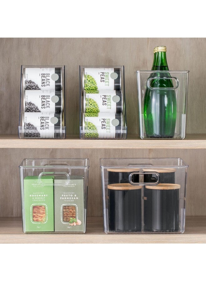 mDesign Plastic Storage Box - Narrow Open-Top Fridge Organiser Tray with Handle - Can Be Used as Fridge Tray, Shelf Box or for Cupboard Storage - Pack of 2 - Clear - Image 3