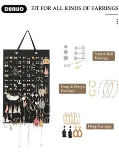 DUNISO Hanging Earrings Organizer, Large Capacity Earring Holder, Wall Mounted Earring Display Holder, Compact Design, Soft Material, Brooch Collection Storage Holder for Women Girls  - Image 3