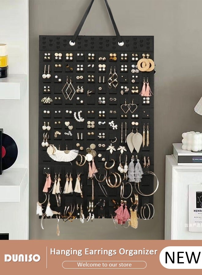 DUNISO Hanging Earrings Organizer, Large Capacity Earring Holder, Wall Mounted Earring Display Holder, Compact Design, Soft Material, Brooch Collection Storage Holder for Women Girls  - Image 1