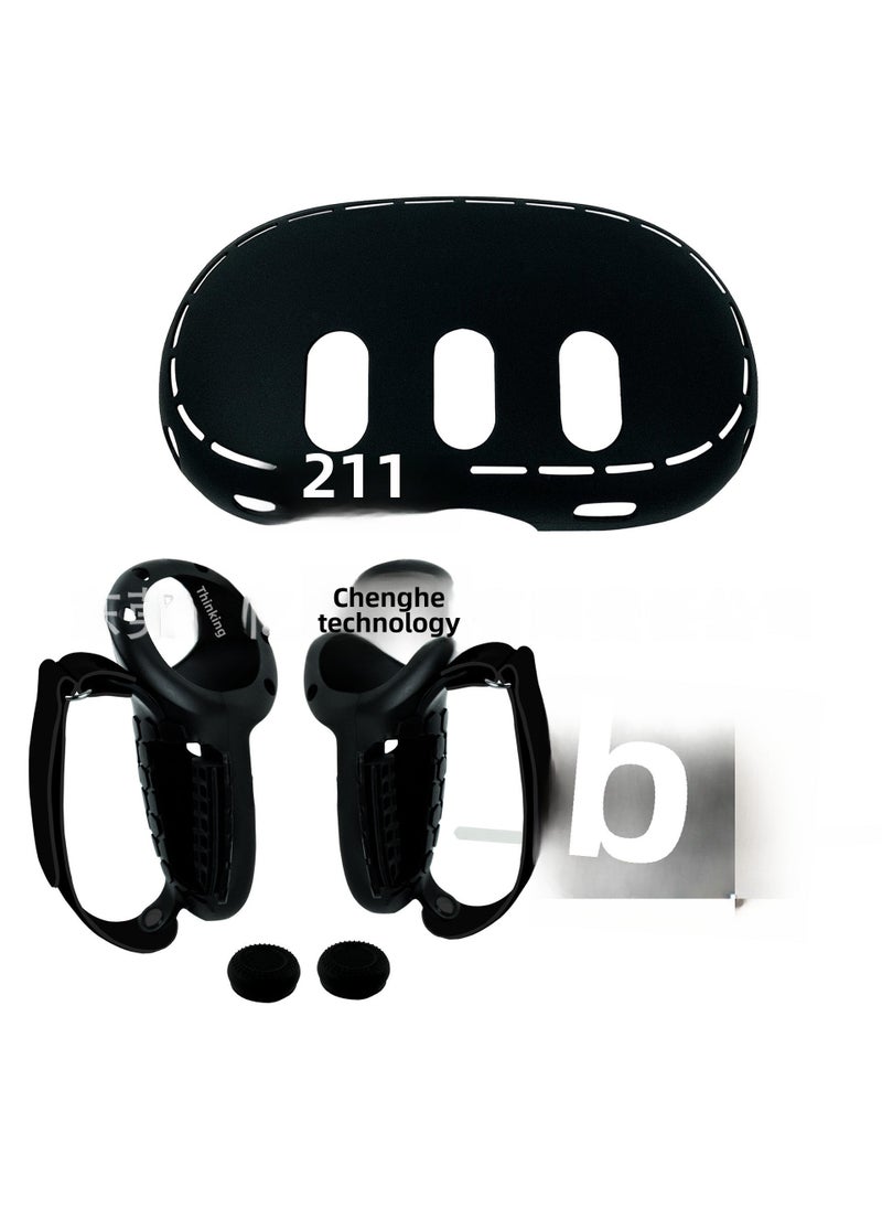 Arabest 1 x 5 pcs Meta Quest 3 Controller Cover Signal-Unblocking Easy Battery Swap Handle set host cover black 