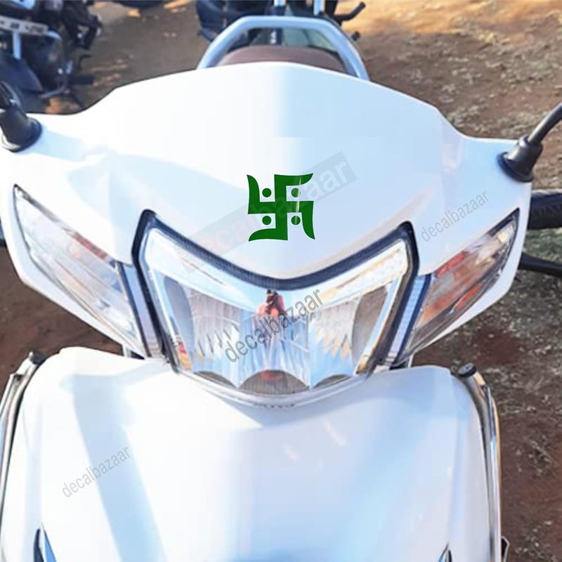 decalbazaar Swastik Simple Wall Glass Vehicle Glossy Vinyl Sticker 3 x 3 Inches Green - Image 1