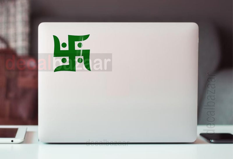 decalbazaar Swastik Simple Wall Glass Vehicle Glossy Vinyl Sticker 3 x 3 Inches Green - Image 2