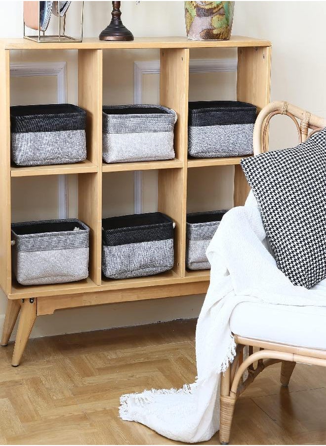 Sea Team Sea Team 3-Pack Small Storage Basket Set, Storage Cube Organizer, Storage Bins, 12 x 8 x 5 Inches, Rectangle Canvas Fabric Collapsible Shelf Box with Handles for Kids Room (Ash Grey/Grey)  - Image 1
