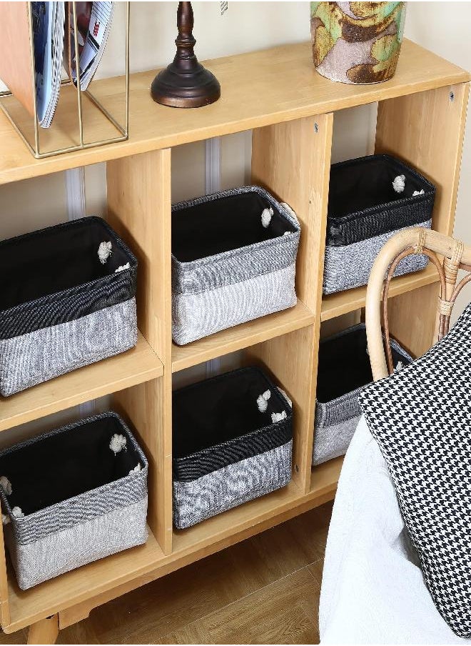 Sea Team Sea Team 3-Pack Small Storage Basket Set, Storage Cube Organizer, Storage Bins, 12 x 8 x 5 Inches, Rectangle Canvas Fabric Collapsible Shelf Box with Handles for Kids Room (Ash Grey/Grey)  - Image 2