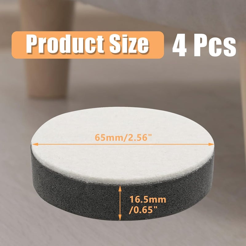 4 Pcs Self-Adhesive Furniture Risers, Round Furniture Bed Risers, Heavy Duty Carbon Steel Table Sofa Couch Chair Lift Risers with Felt Pad(Add 0.65" Height, White) - Image 2