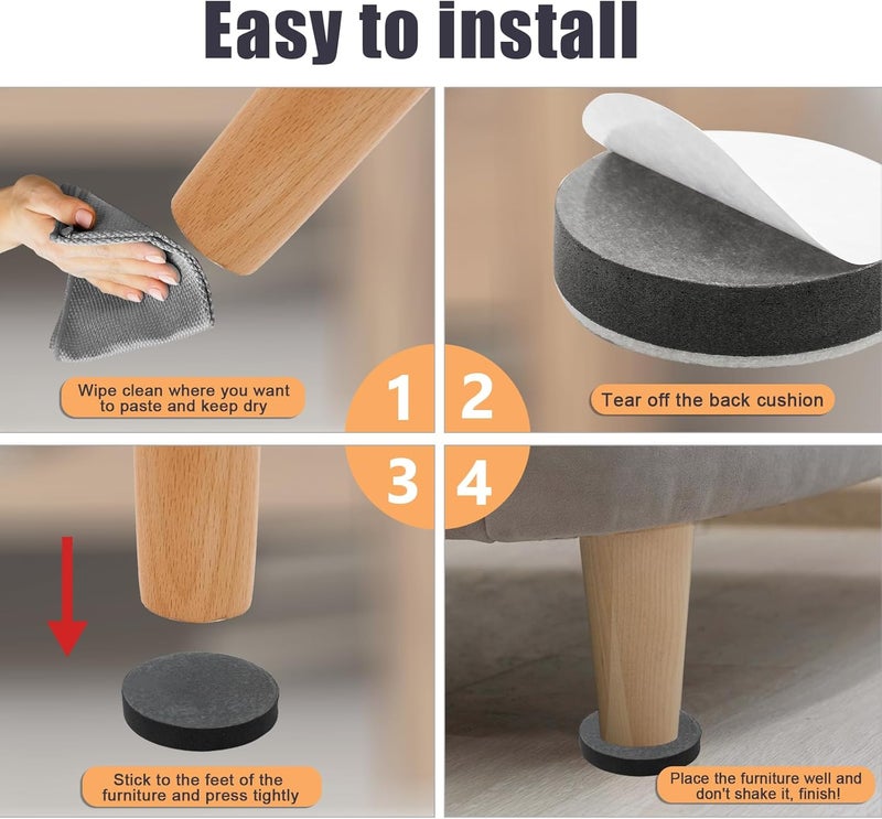 4 Pcs Self-Adhesive Furniture Risers, Round Furniture Bed Risers, Heavy Duty Carbon Steel Table Sofa Couch Chair Lift Risers with Felt Pad(Add 0.65" Height, White) - Image 4