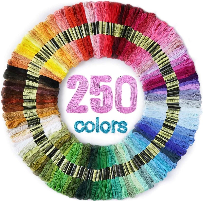 LOVIMAG Embroidery Thread Floss 250 Colors Skeins Friendship Bracelet String Making Bracelets Cross Stitch Kit Supplies Thin Yarn Sewing Patterns Cotton Strings Crochet Braces Wrap Rainbow Crafts - Image 1
