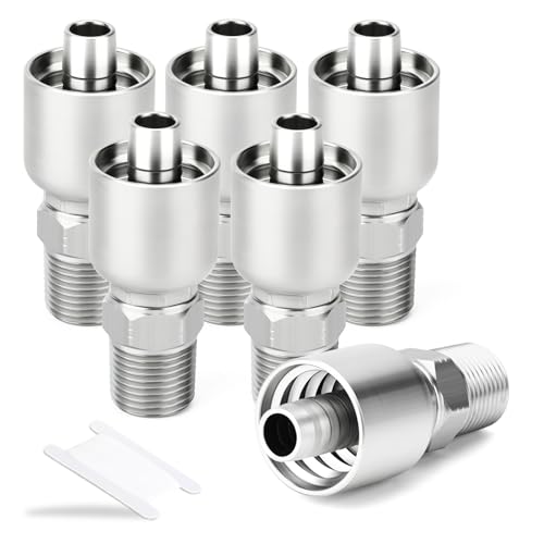 TAISHER 6PCS Carbon Steel Hydraulic Hose Fitting 38 Hose x 38 NPT Male - Image 1
