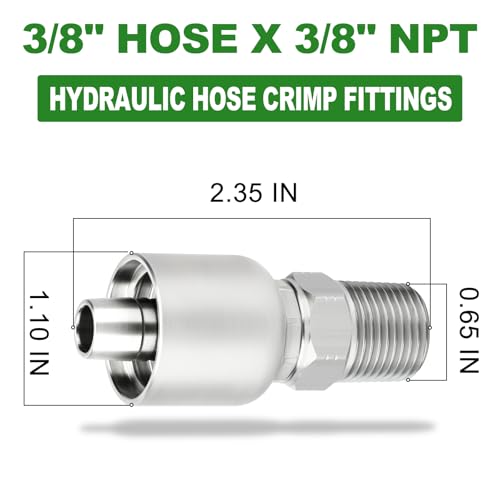 TAISHER 6PCS Carbon Steel Hydraulic Hose Fitting 38 Hose x 38 NPT Male - Image 3
