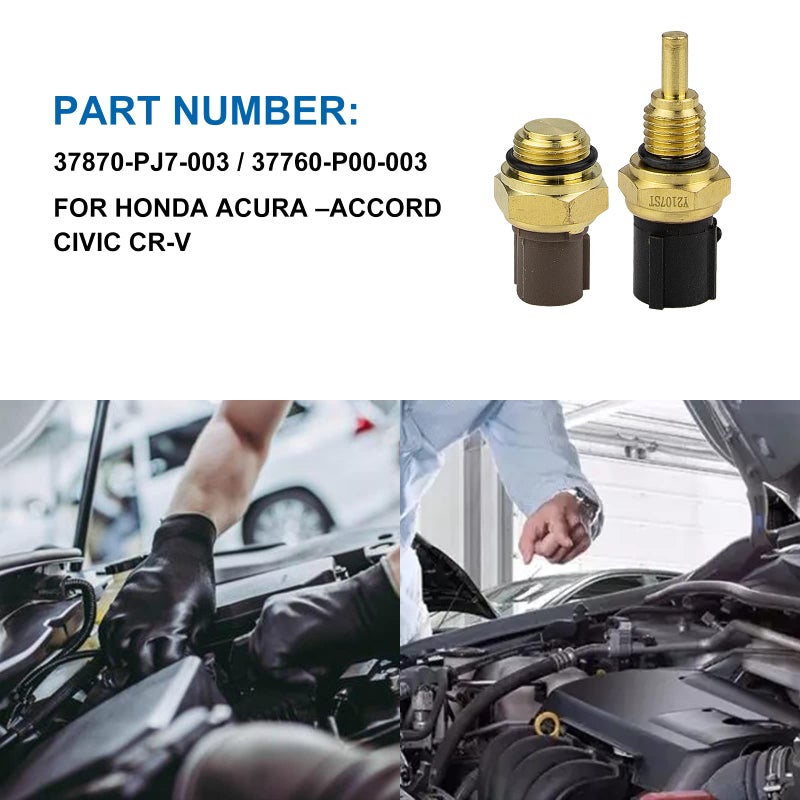 Voilamart Engine Cooling Fan Switch and Coolant Temperature Sensor Compatible with 1992-2006 Honda Accord Civic CR-V Element Odyssey, Acura CL Integra MDX TL TSX 37760-P00-003+37870-PJ7-003 - Image 3