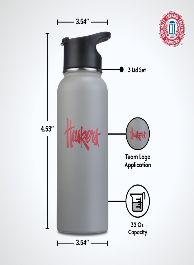 The Memory Company Officially Licensed NCAA - University of Nebraska, Lincoln 32oz Team Logo Water Bottle with Accessories - Image 2
