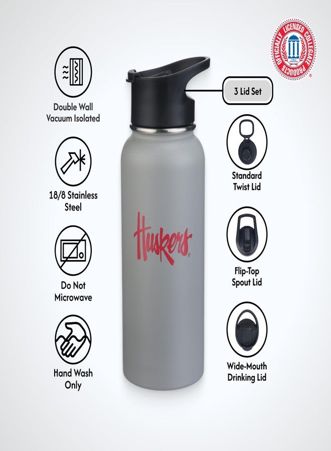 The Memory Company Officially Licensed NCAA - University of Nebraska, Lincoln 32oz Team Logo Water Bottle with Accessories - Image 3
