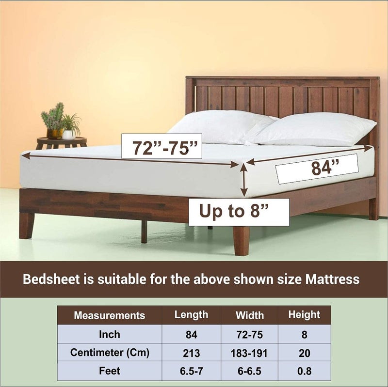 KAWI Elastic Fitted California King Size Poly Cotton Bedsheet (84"X 74"X 8" Mattress Size) King Size – Maroon Color - Image 2