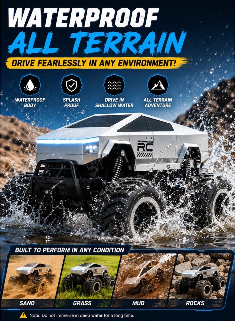 RC 1:16 Scale Remote Control Car 4WD Off Road Monster Truck, Waterproof Pickup RC Car with 2.4GHz Remote, Rechargeable All Terrain Toy Vehicle for Boys Girls Ages 8+, Outdoor Racing Gift - Image 4