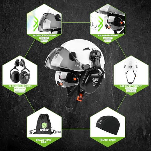 GREEN DEVIL Hard Hat Safety Helmet with Visor and Ear Muffs Men Women Vented Work Hardhat ANSI Z89.1 Cascos De Construccion for Industrial Construction Forestry - Image 4