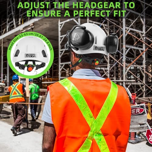 GREEN DEVIL Hard Hat Safety Helmet with Visor and Ear Muffs Men Women Vented Work Hardhat ANSI Z89.1 Cascos De Construccion for Industrial Construction Forestry - Image 5