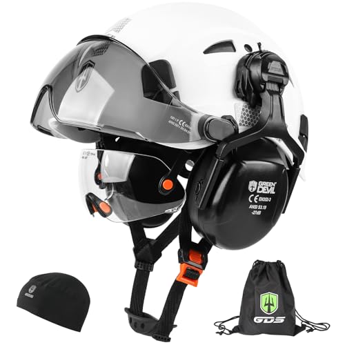 GREEN DEVIL Hard Hat Safety Helmet with Visor and Ear Muffs Men Women Vented Work Hardhat ANSI Z89.1 Cascos De Construccion for Industrial Construction Forestry - Image 1