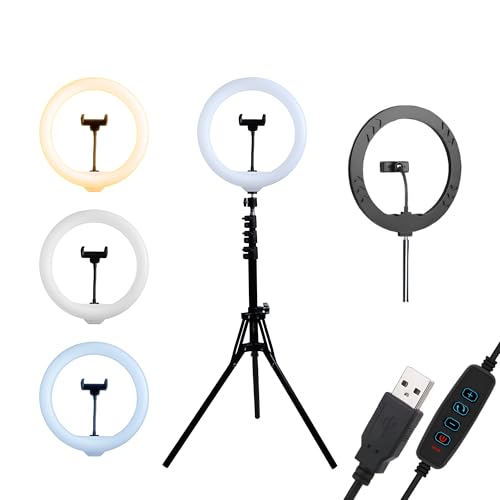 DIGITEK (DRL-14C) LED Ring Light with 5ft Stand & Smartphone Mount - USB Powered, Color Switch Mode, Brightness Control, Dual Temperature - for Photo & Video Shoots, Makeup, Vlogging! - Image 1