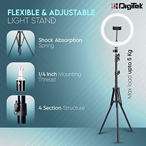 DIGITEK (DRL-14C) LED Ring Light with 5ft Stand & Smartphone Mount - USB Powered, Color Switch Mode, Brightness Control, Dual Temperature - for Photo & Video Shoots, Makeup, Vlogging! - Image 5