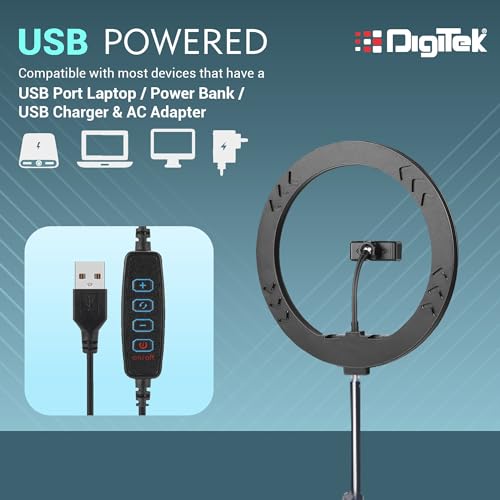 DIGITEK (DRL-14C) LED Ring Light with 5ft Stand & Smartphone Mount - USB Powered, Color Switch Mode, Brightness Control, Dual Temperature - for Photo & Video Shoots, Makeup, Vlogging! - Image 4