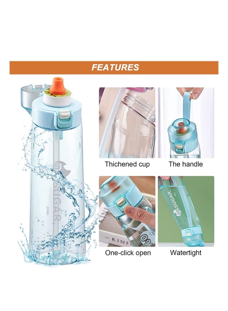 Sports Air Water Bottle Starter Set Drinking Bottles With 5 Flavour Pods Scented For Flavouring 0 Sugar 0 Calorie (Blue)