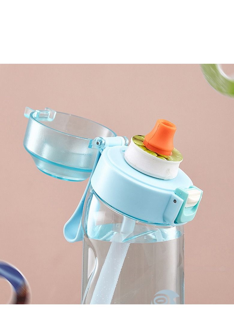 Sports Air Water Bottle Starter Set Drinking Bottles With 5 Flavour Pods Scented For Flavouring 0 Sugar 0 Calorie (Blue)