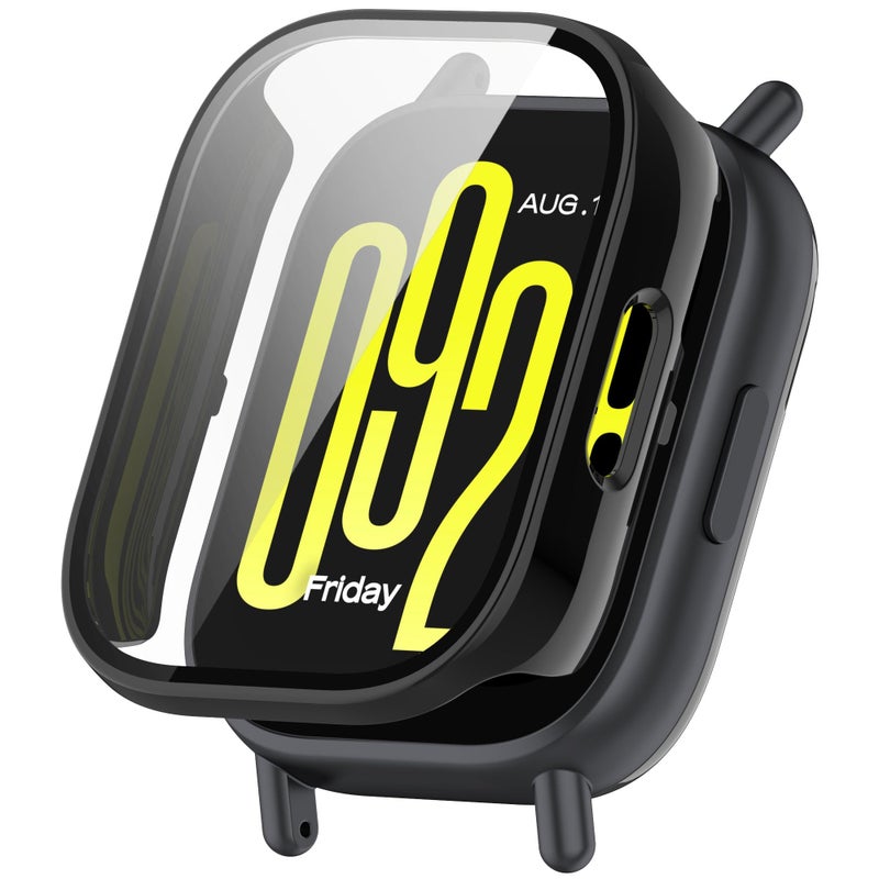 SKEIDO Xiaomi Redmi Watch 5 Lite Tempered Glass Protective Case Cover, Full-Coverage Bumper, Black - Image 3