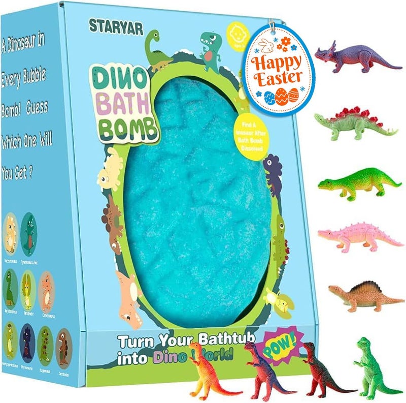 STARYAR Easter Bath Bombs for Kids with Surprise Dinosaur Toys Inside, Easter Basket Stuffers, XXXL Dinosaur Bath Bombs Gift Set, Easter Gifts for Kids, Dino Easter Eggs Filled Toys for Boys 3 4 5 6 7 - Image 1