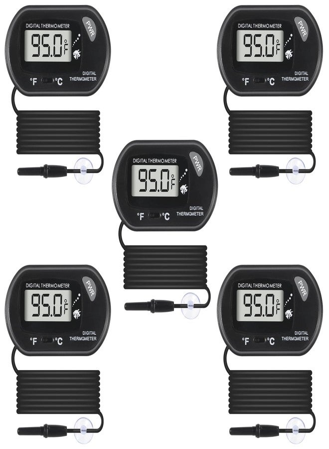 SHUTAO 5Pcs Digital Aquarium Thermometer with Water-Resistant Sensor Probe and Suction Cup - Fahrenheit/Celsius (/) LCD Display - Image 1